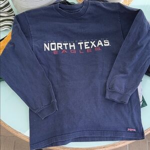 Jansport Navy & White North Texas Eagles L/S Crew campus outdoor vintage  USA